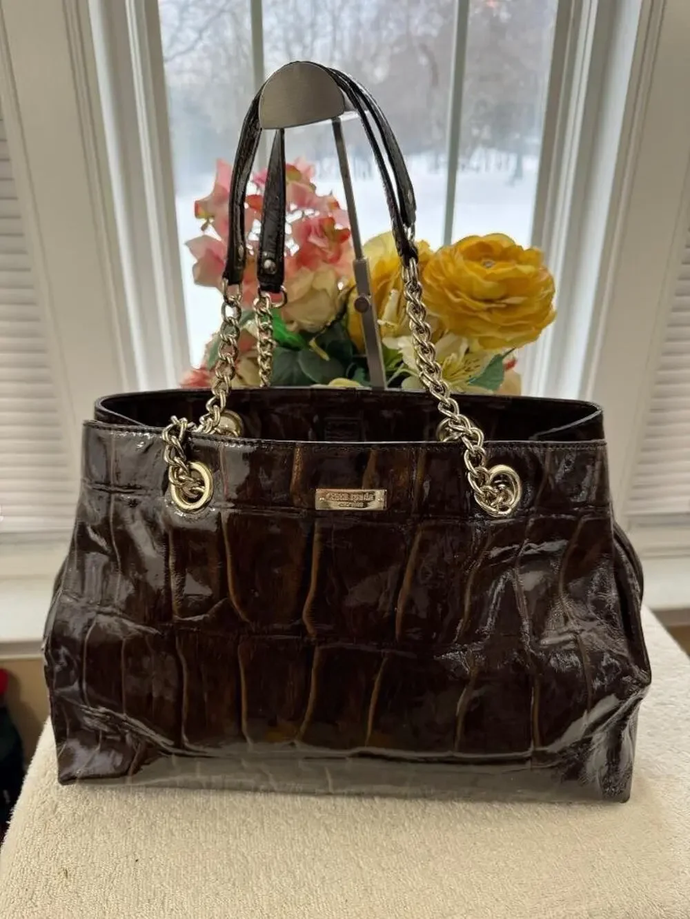 Kate Spade Knightsbridge Maryanne Croc Patent Leather brown Tote bag (pu3000